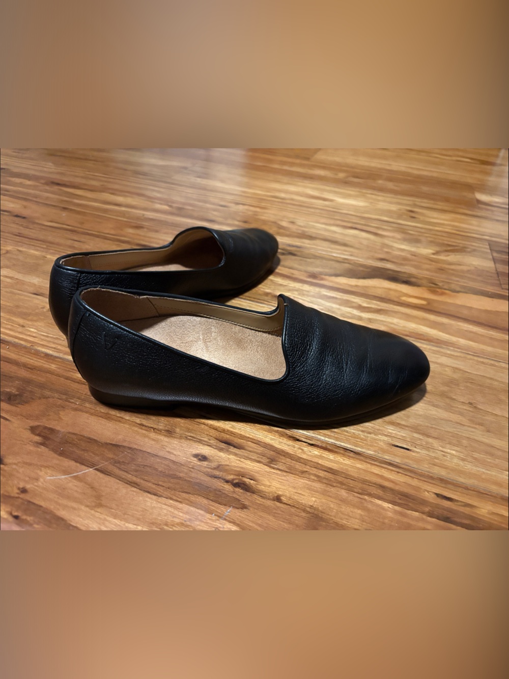 Vionic Black Leather Slip-On Loafers for Women